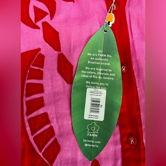 FARM RÍO NWT SOLD OUT PINK AND RED EMBROIDERED DRESS $295 XS/S - Picture 11 of 11